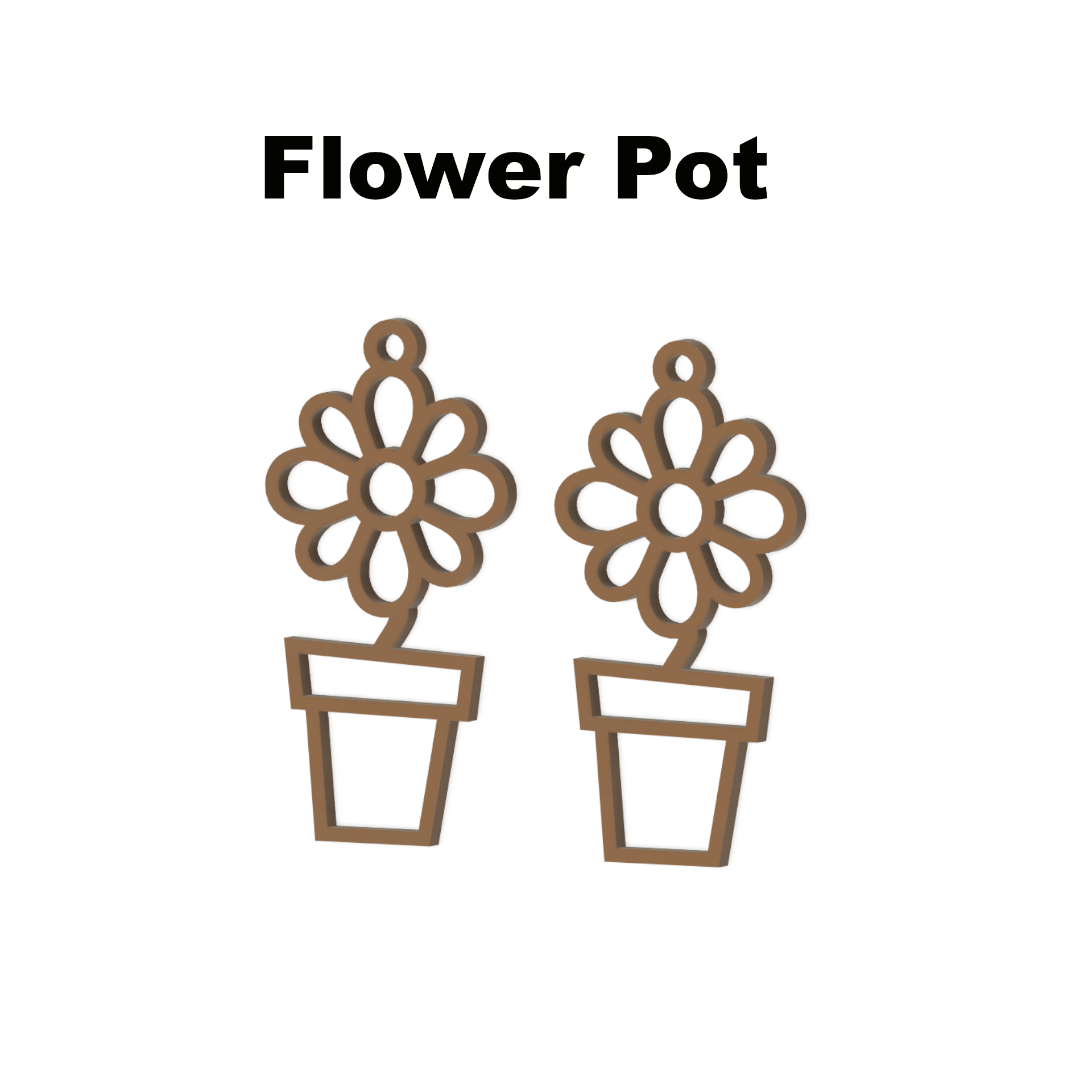 Flower Pot Earrings for 3D Printing